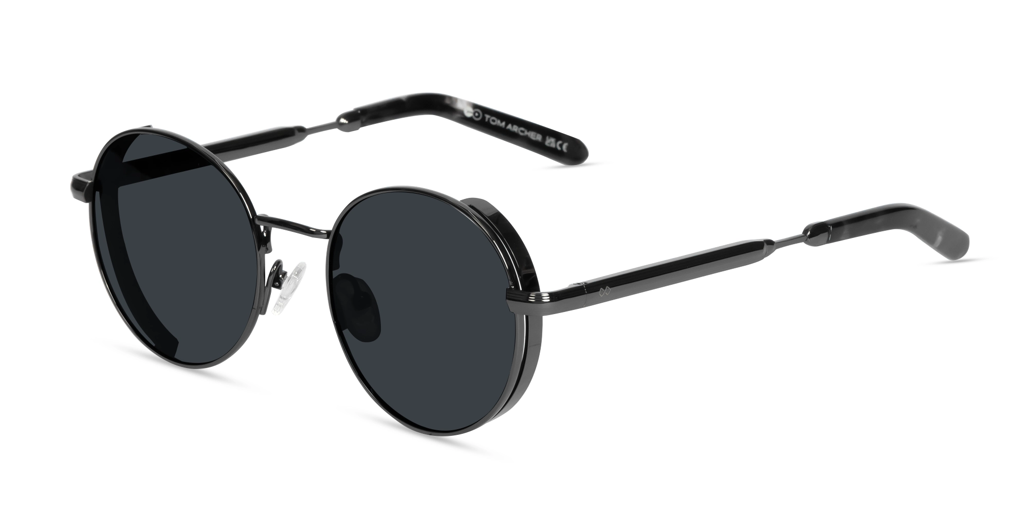 Gunmetal Full Rim Round Sunglasses | Specscart-1