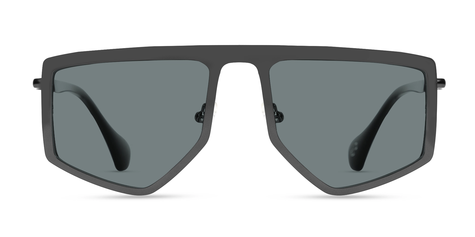 Matte Gunmetal Pilot Geometric Sunglasses