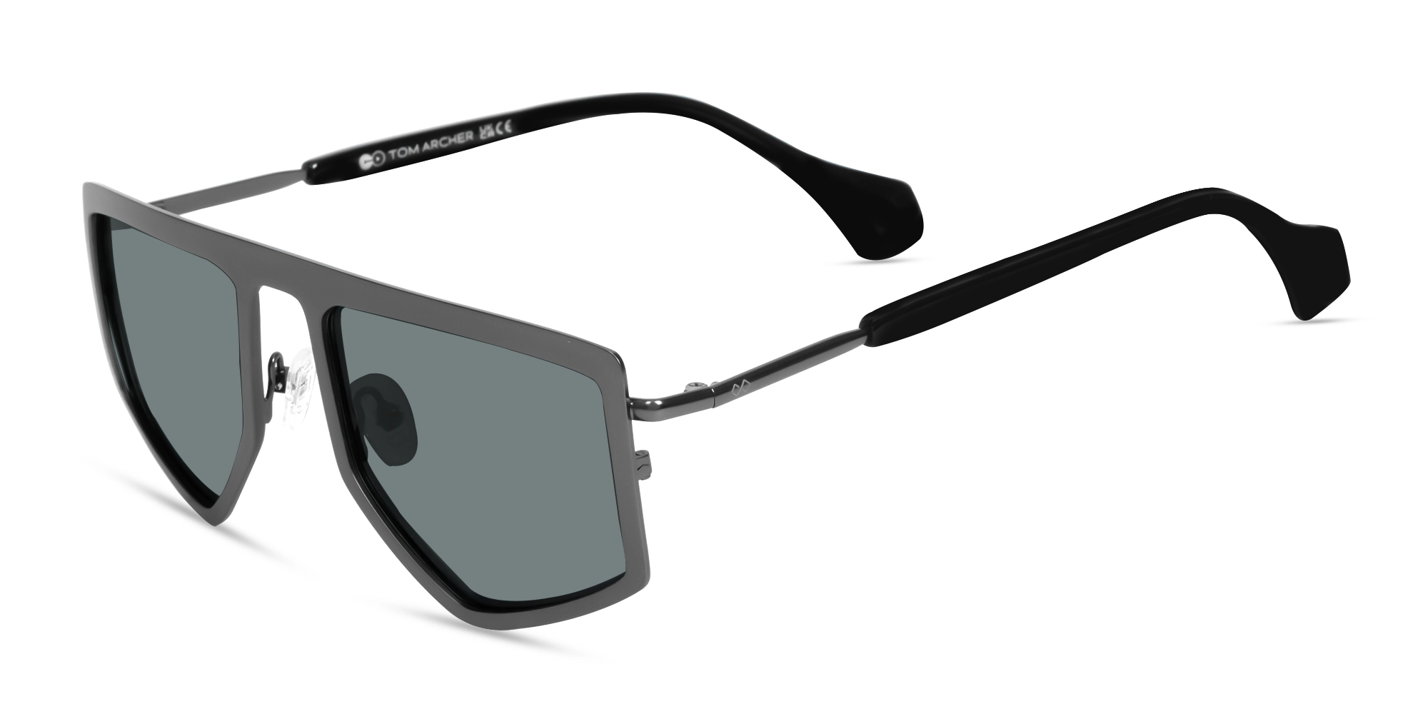 Matte Gunmetal Pilot Geometric Sunglasses