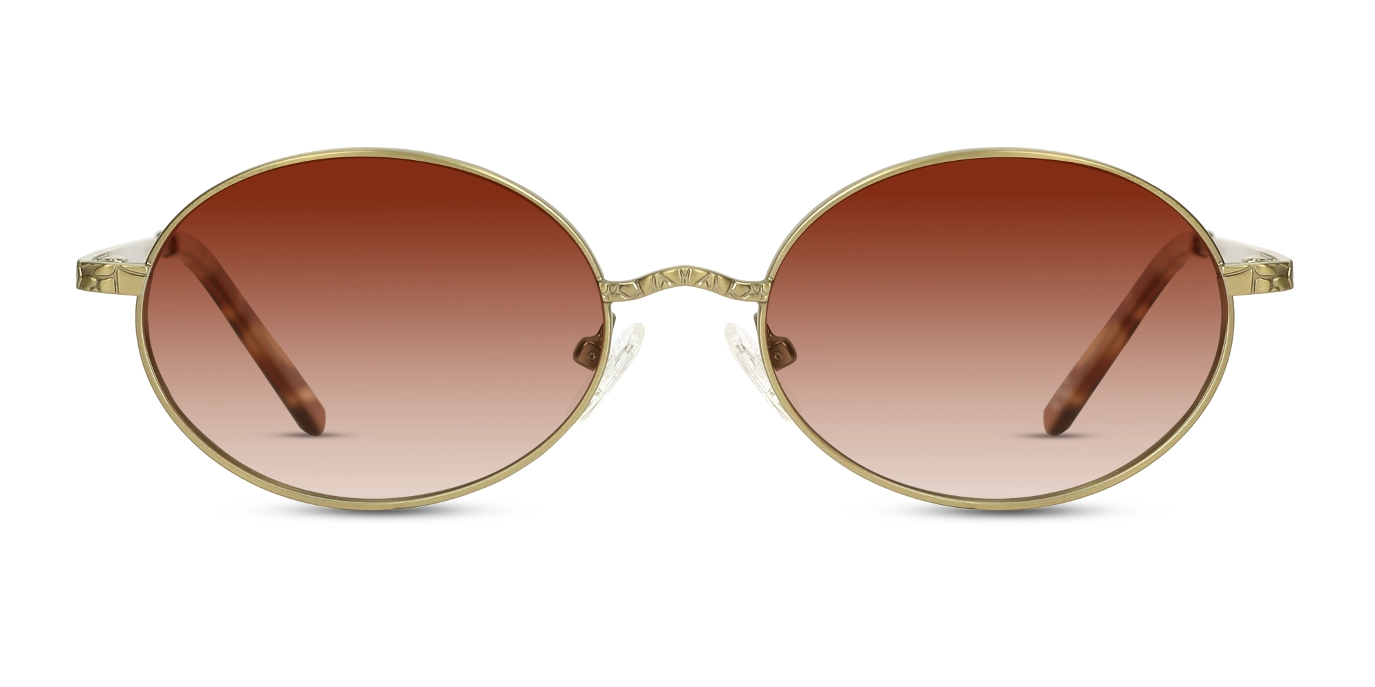 Matte Polished Gold Oval Metal Sunglasses 1