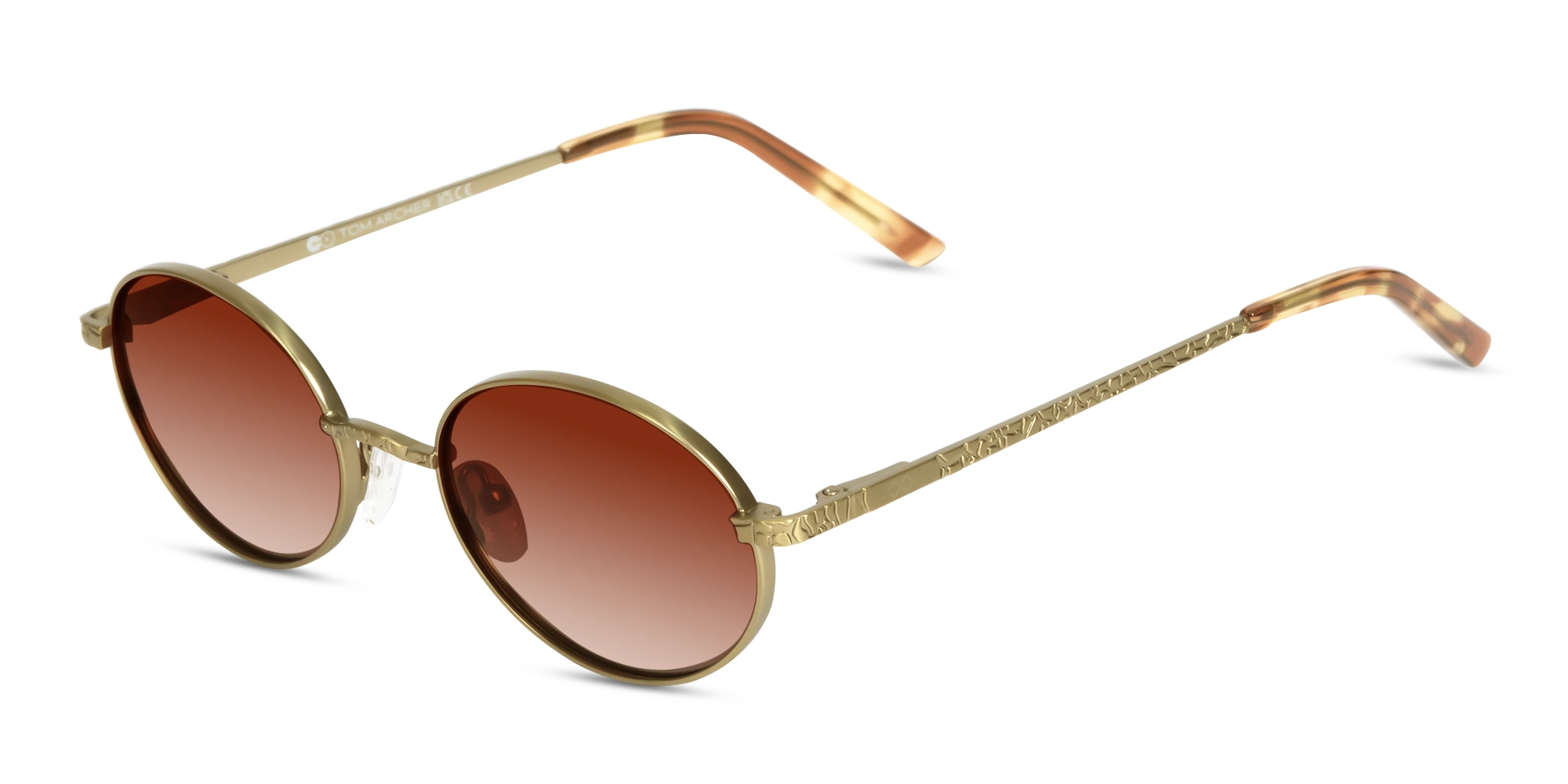Matte Polished Gold Oval Metal Sunglasses 1