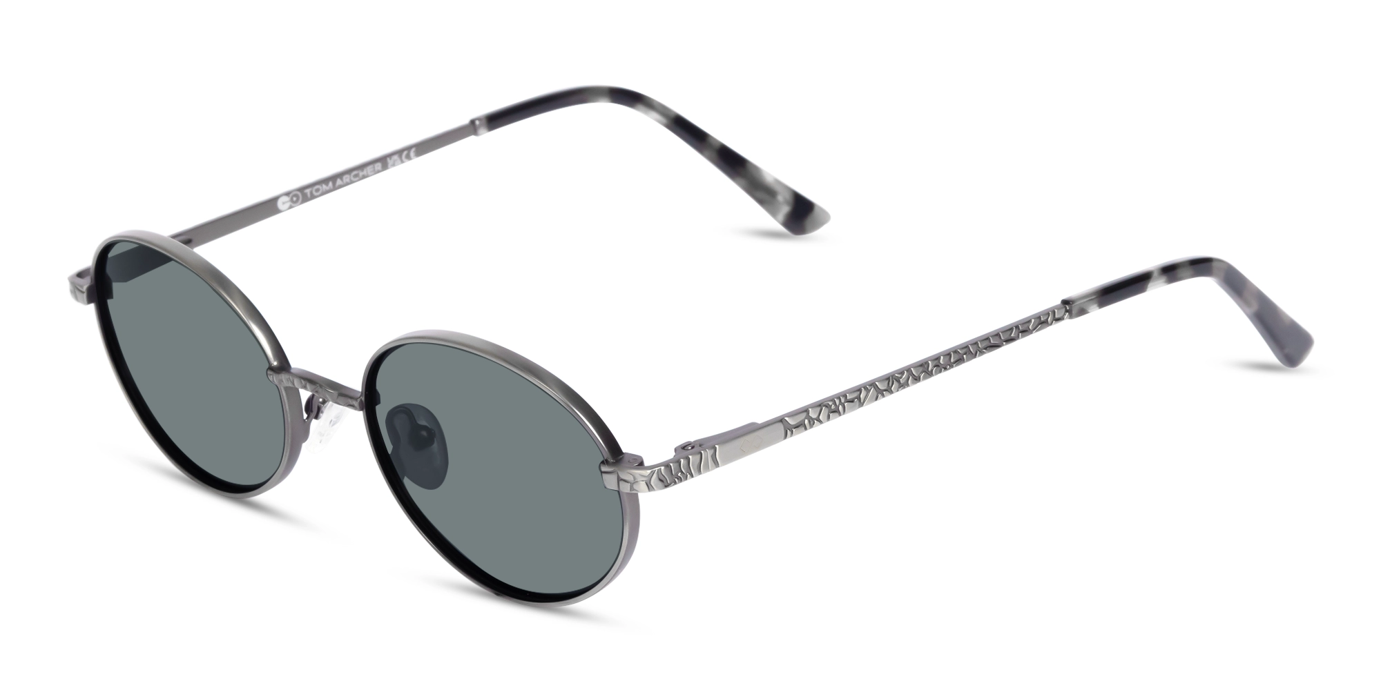 Matte Platinum Silver Oval Full-Rim Sunglasses 1
