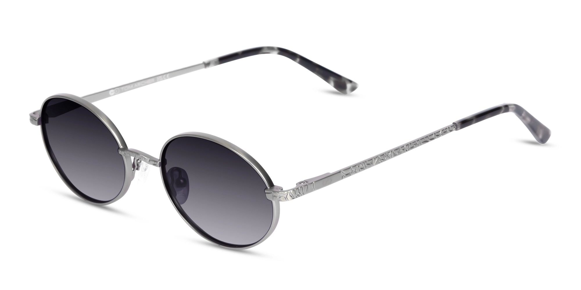 Matte Silver Oval Metal Sunglasses 1