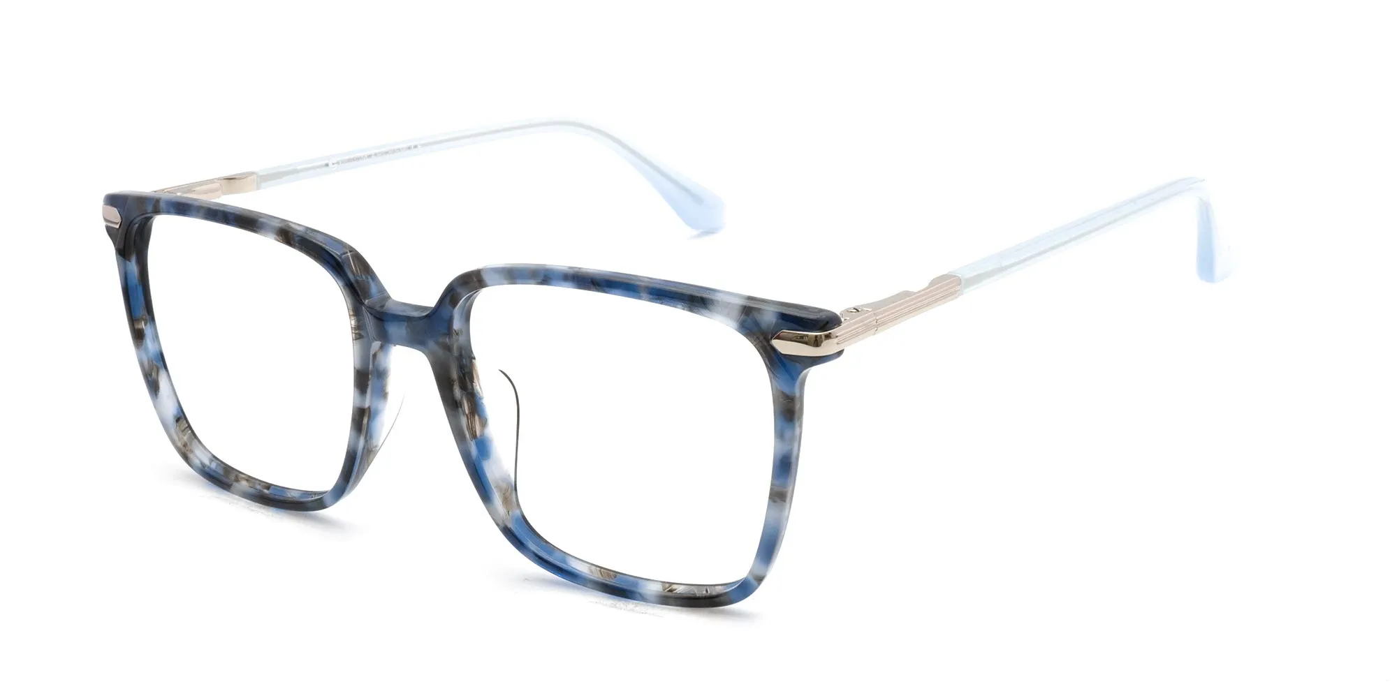 Blue Tortoise Full Rim Square Glasses-2