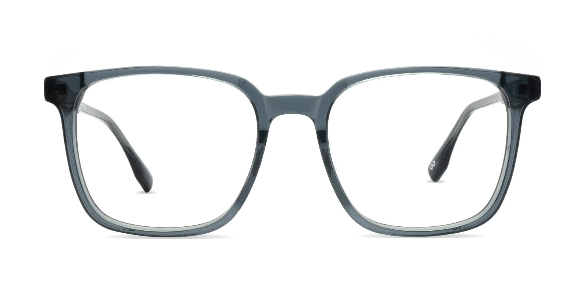Blue Frame Square Transparent Glasses-2
