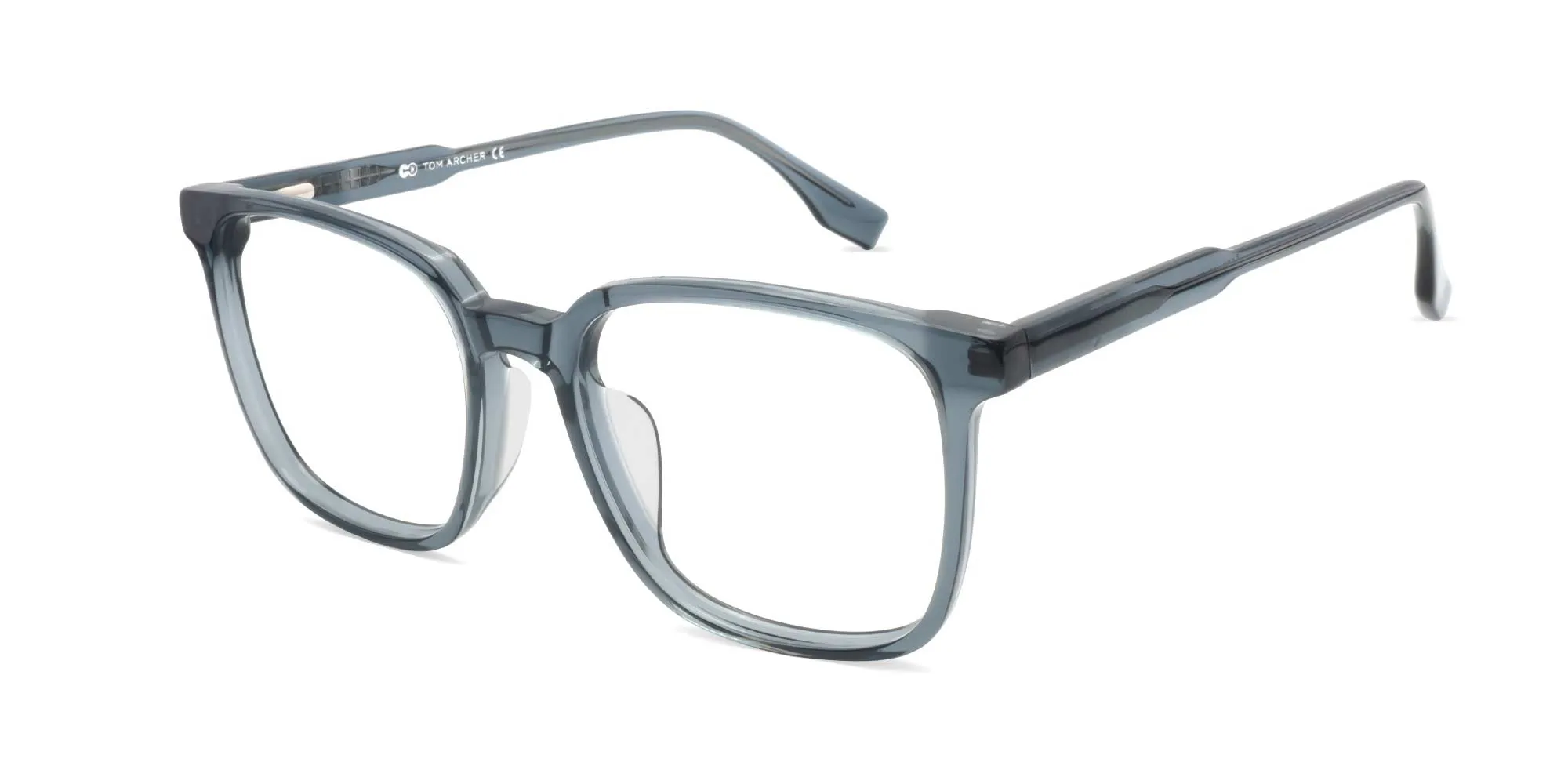 Blue Frame Square Transparent Glasses-2