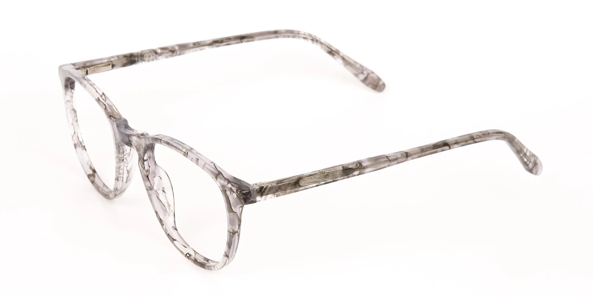 Silver Grey Marble Acetate Square Glasses-2