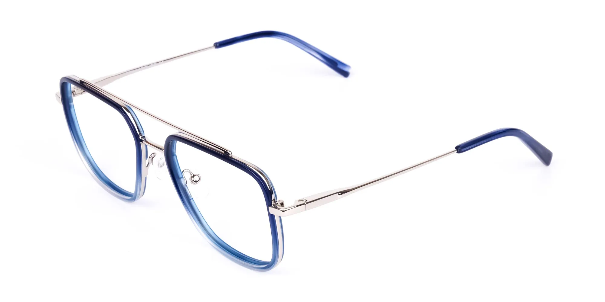 Navy Blue and Silver Pilot Glasses