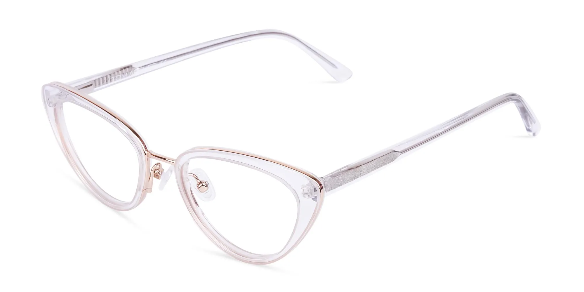 Crystal Clear Gold Cat Eye Glasses-1