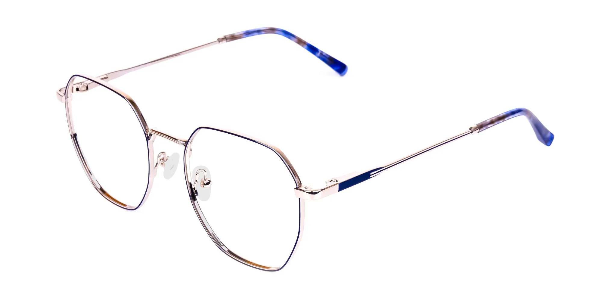 Navy Blue and Silver Geometric Glasses-2