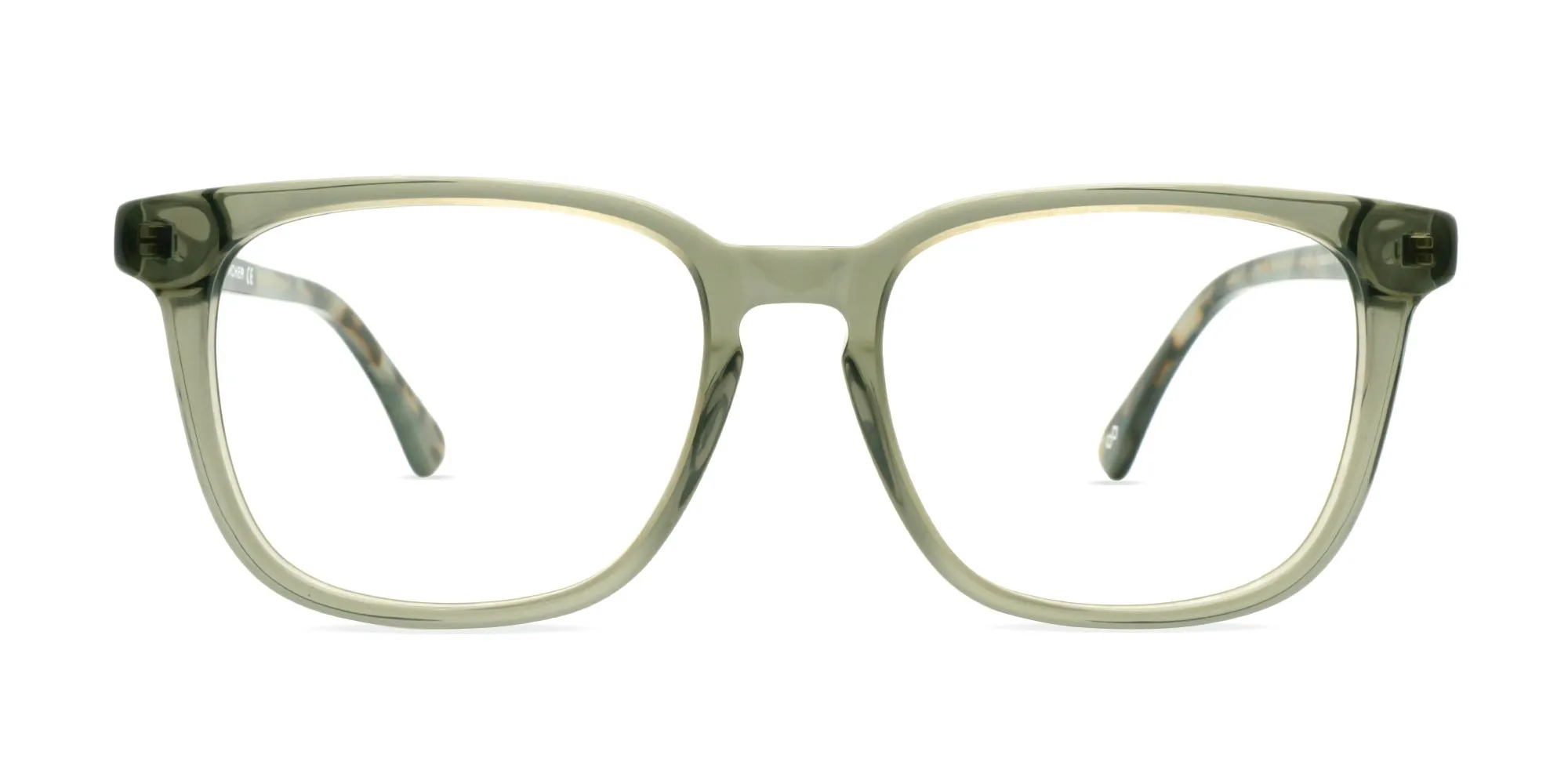 Crystal Smoke Green Square Glasses