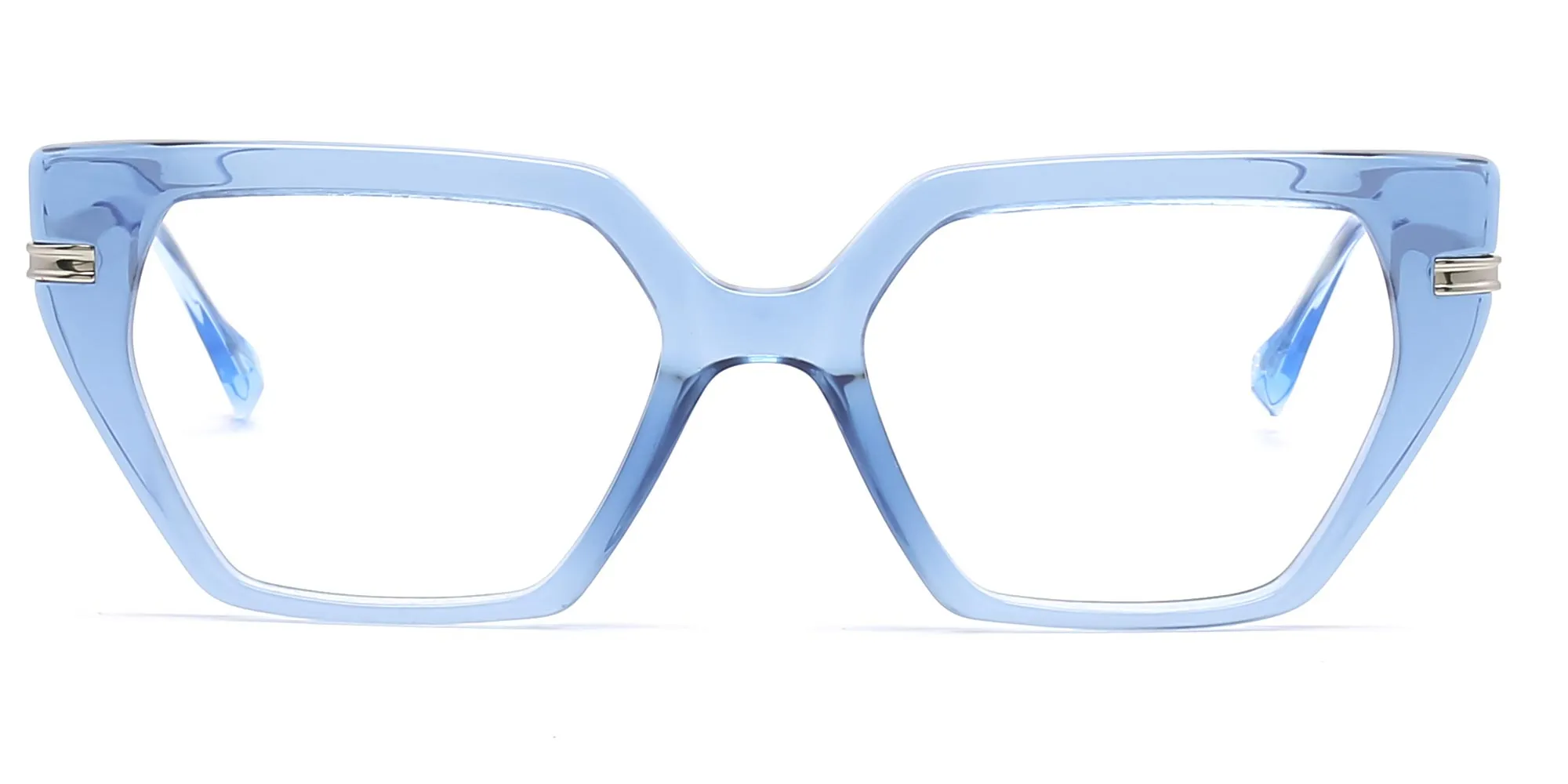 crystal blue thick frame cat eye glasses