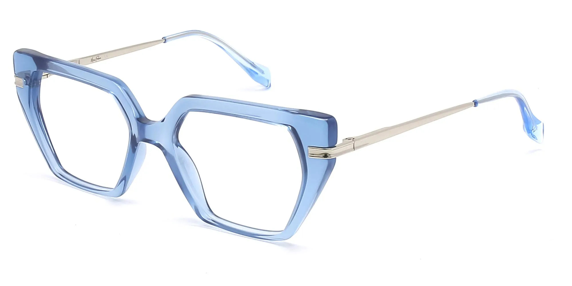 crystal blue thick frame cat eye glasses-2