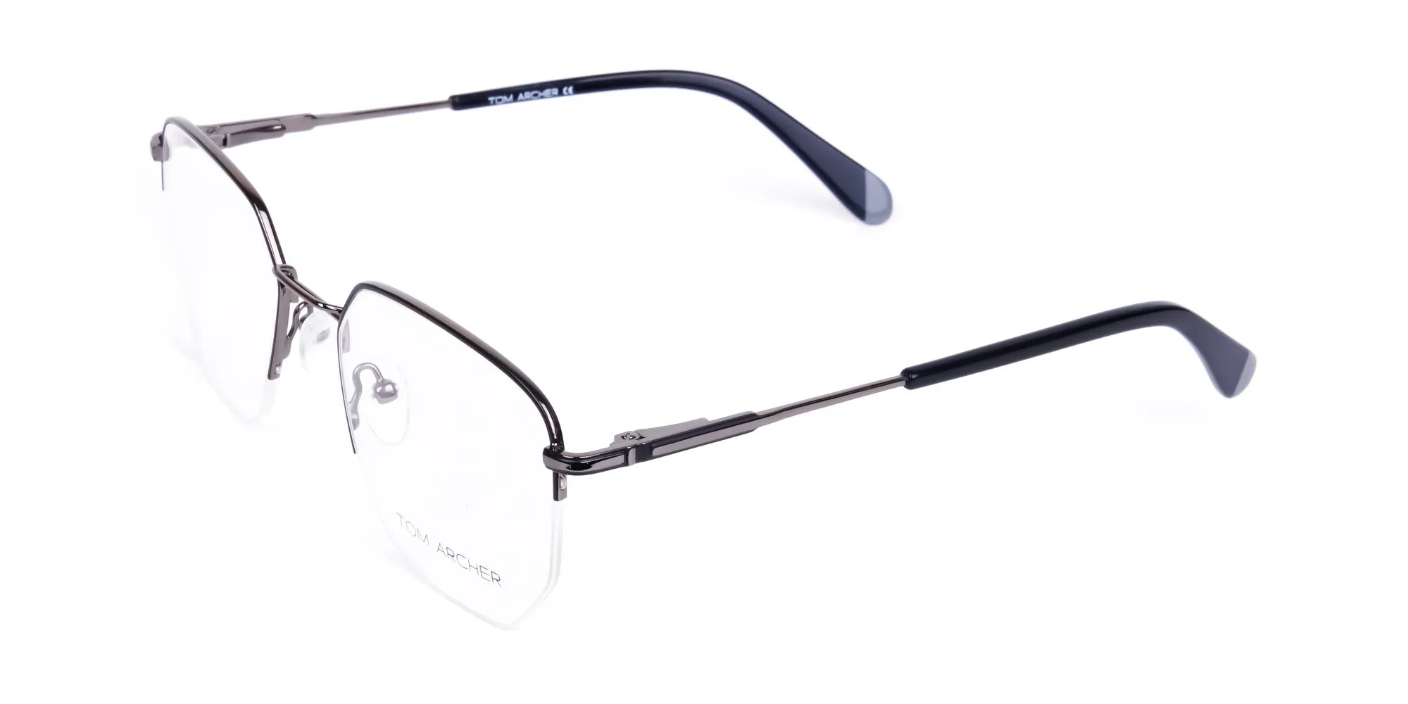 Black Gunmetal Geometric Pilot Glasses-2
