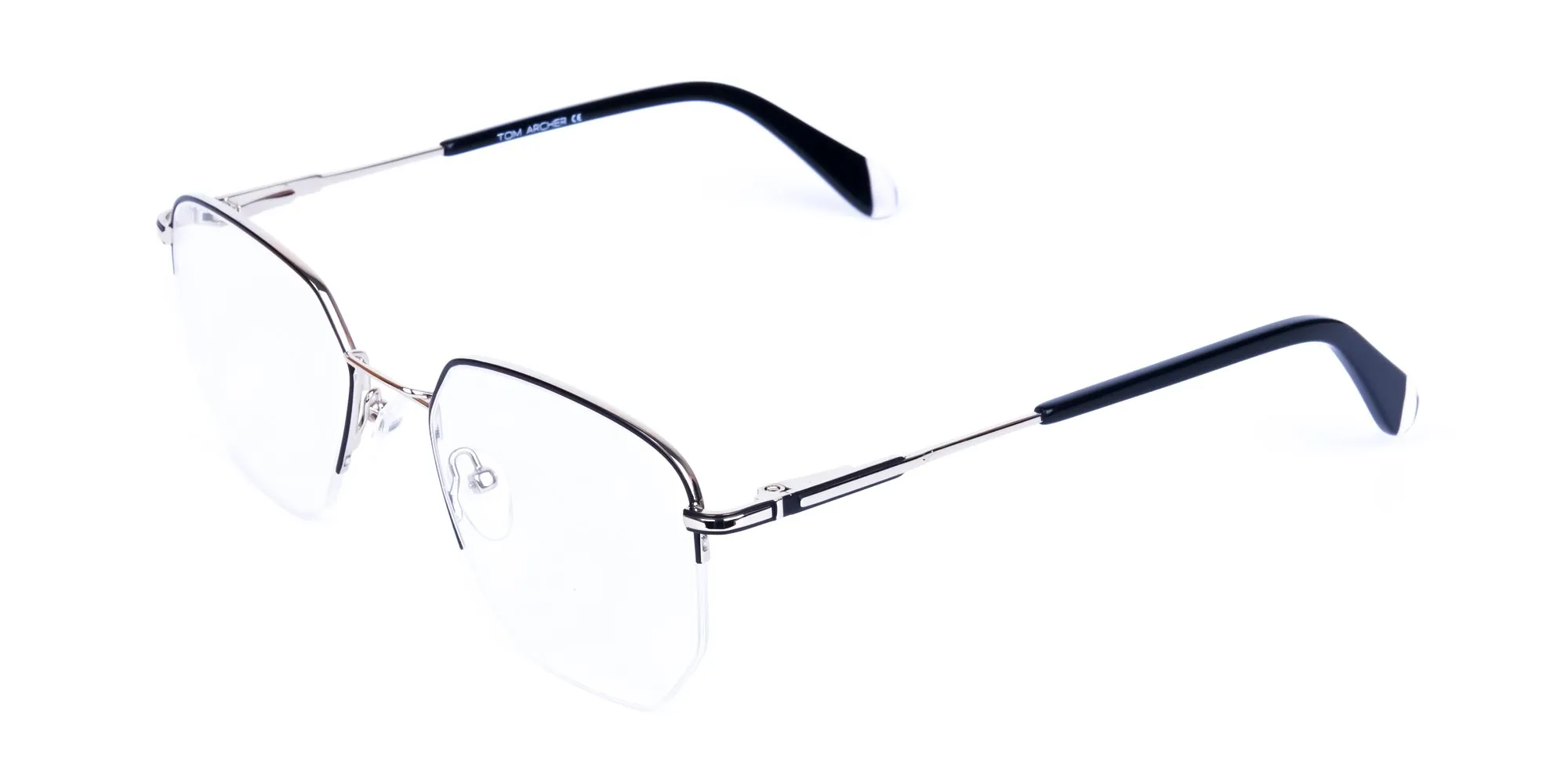 Black Silver Geometric Pilot Glasses-2