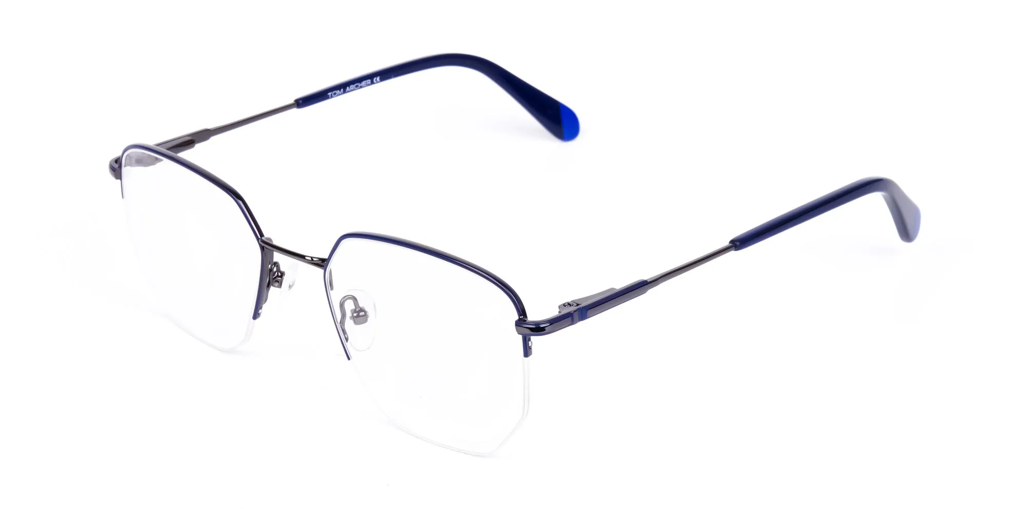 Navy Blue Gunmetal Geometric Pilot Glasses-2