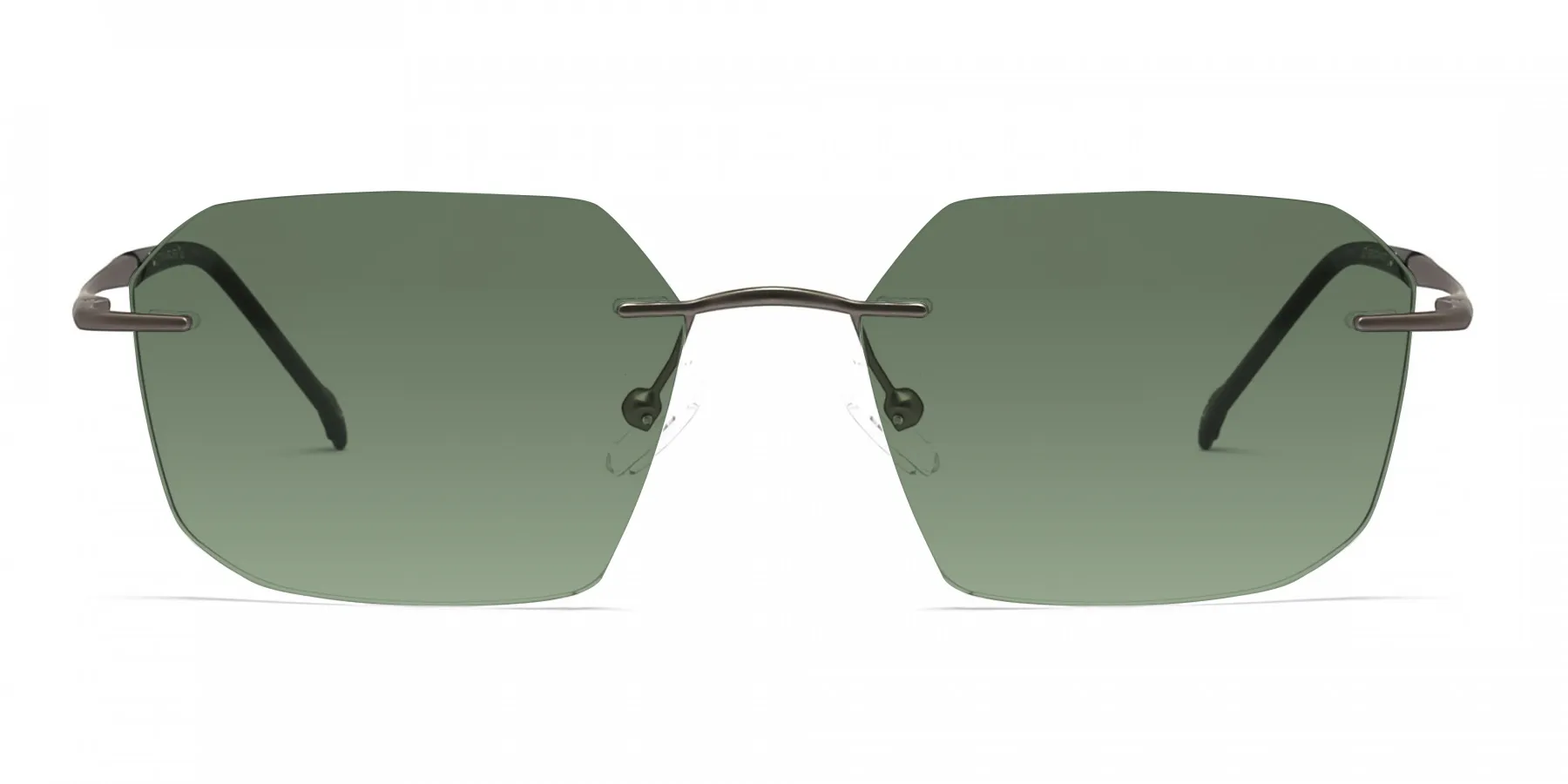 green tint rimless sunglasses 