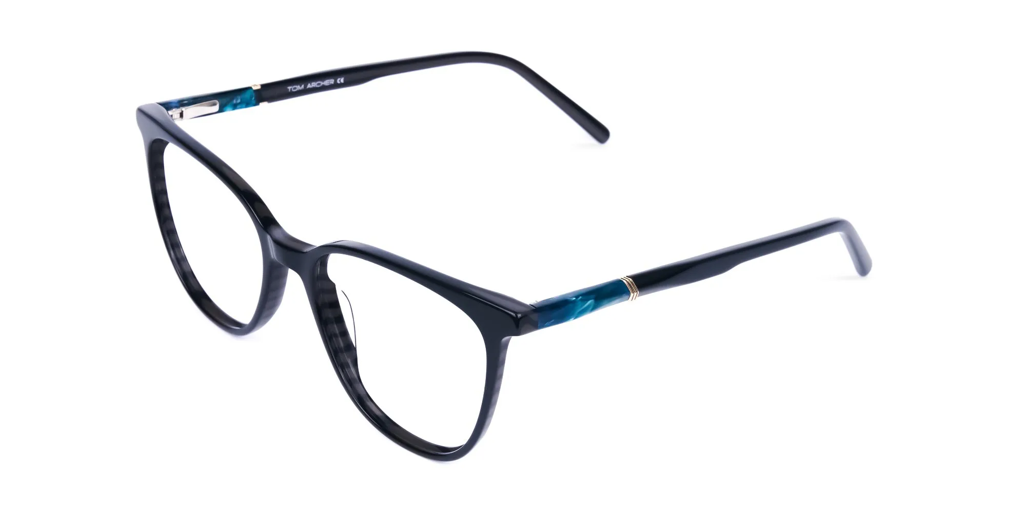 teal cat eye glasses - 2