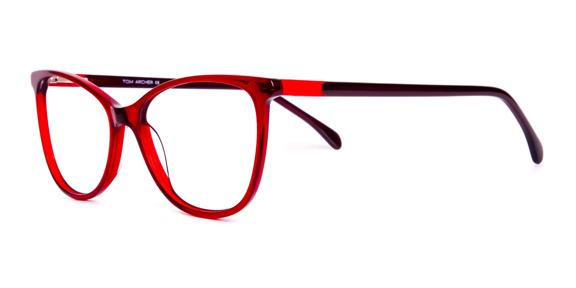 wine red translucent cat eye glasses -2