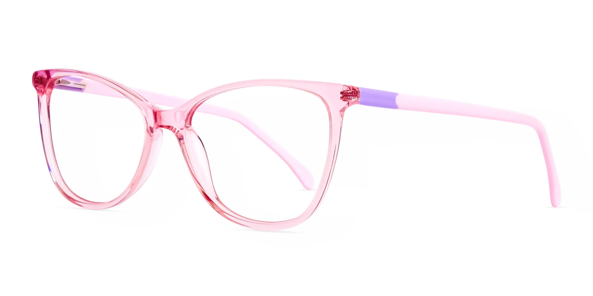 Crystal Clear or Transparent blossom and hot Pink Round Glasses Frames-2
