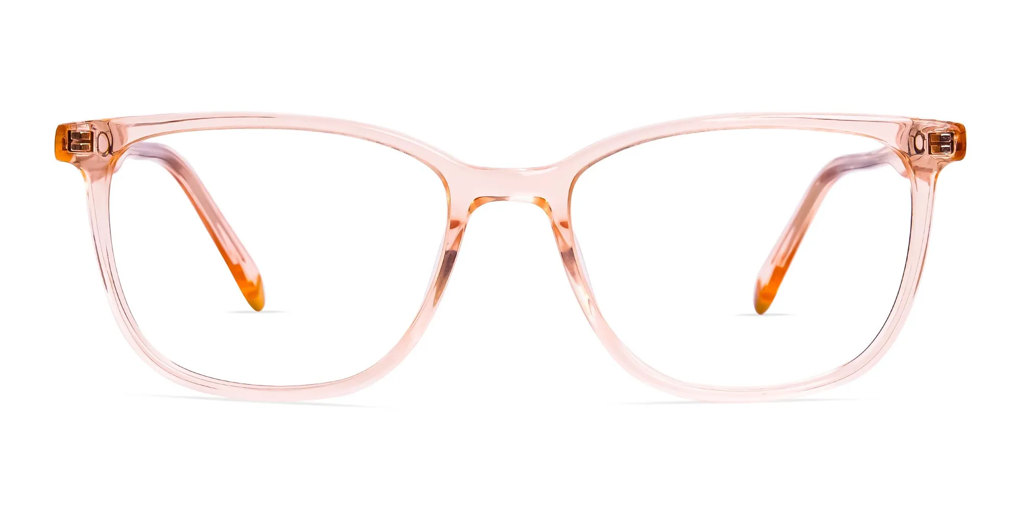 Transparent or crystal clear Orange square and Rectangular Glasses Frames-2