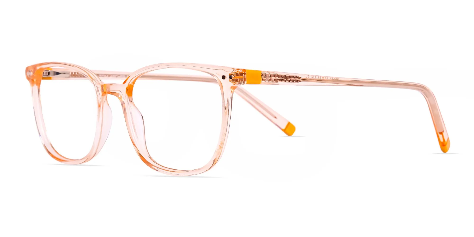 Crystal clear and Transparent Orange Rectangular Glasses Frames-2