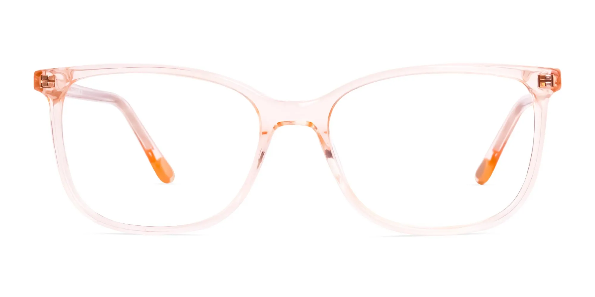 crystal clear and transparent tinted orange wayfarer cat eye glasses frames
