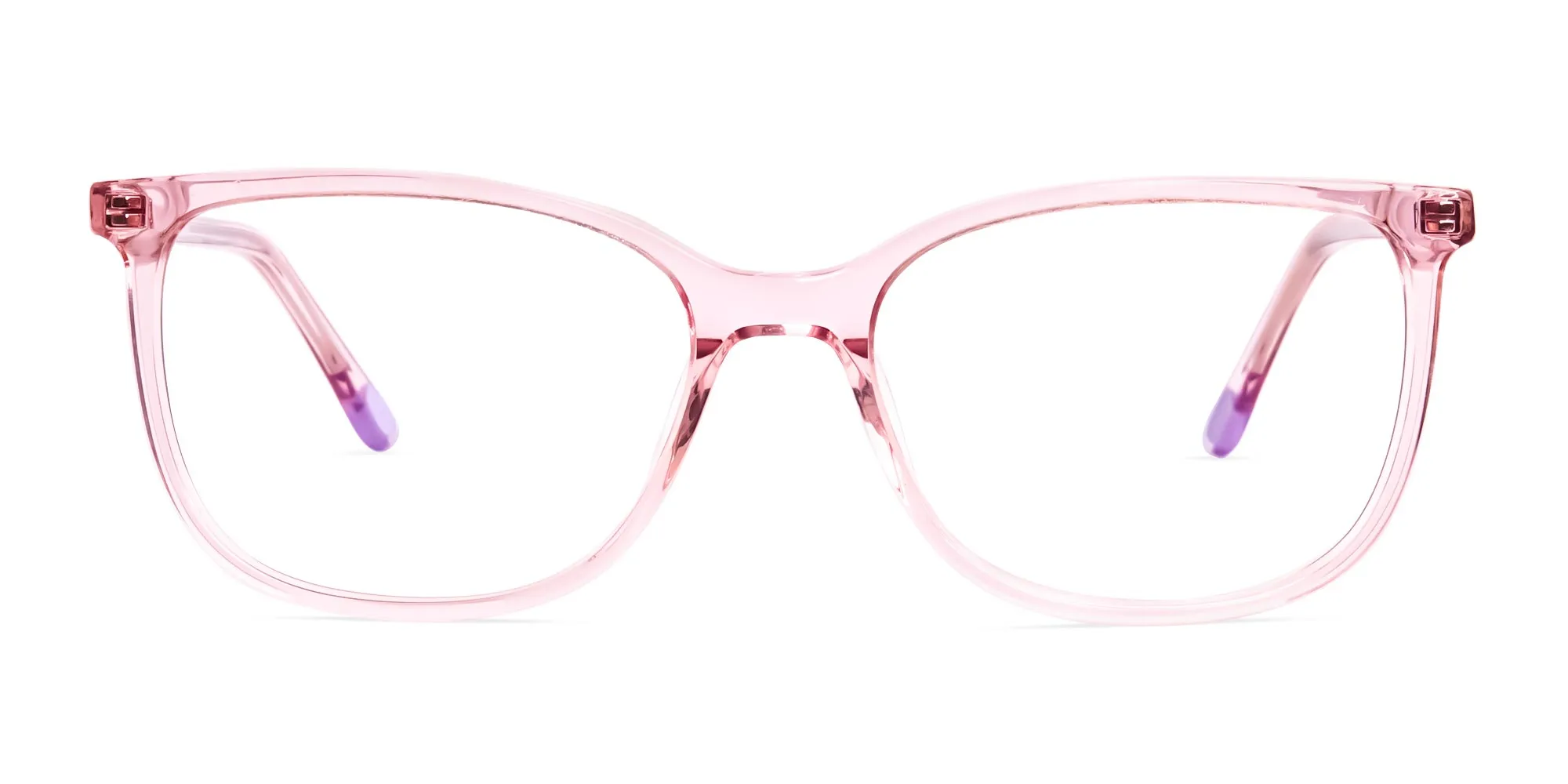 crystal clear and transparent pink wayfarer cat eye glasses frames