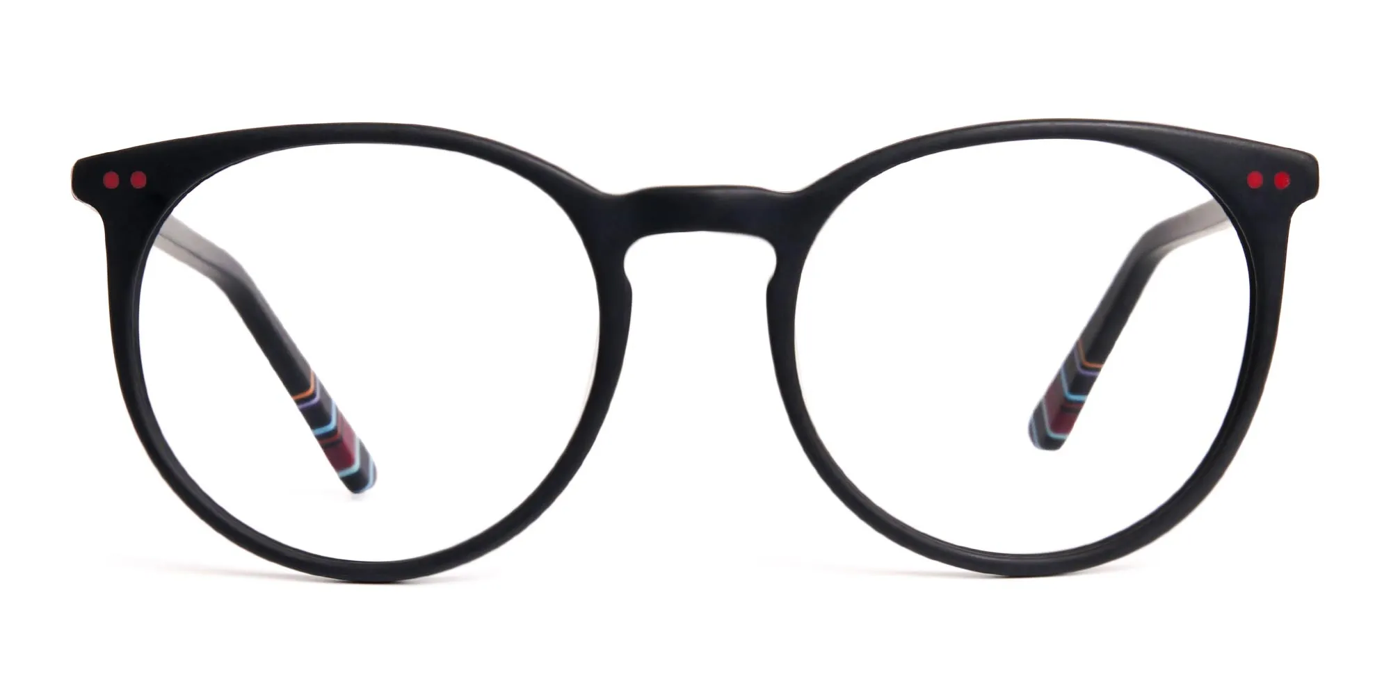 Matte Black Designer Round Glasses frames