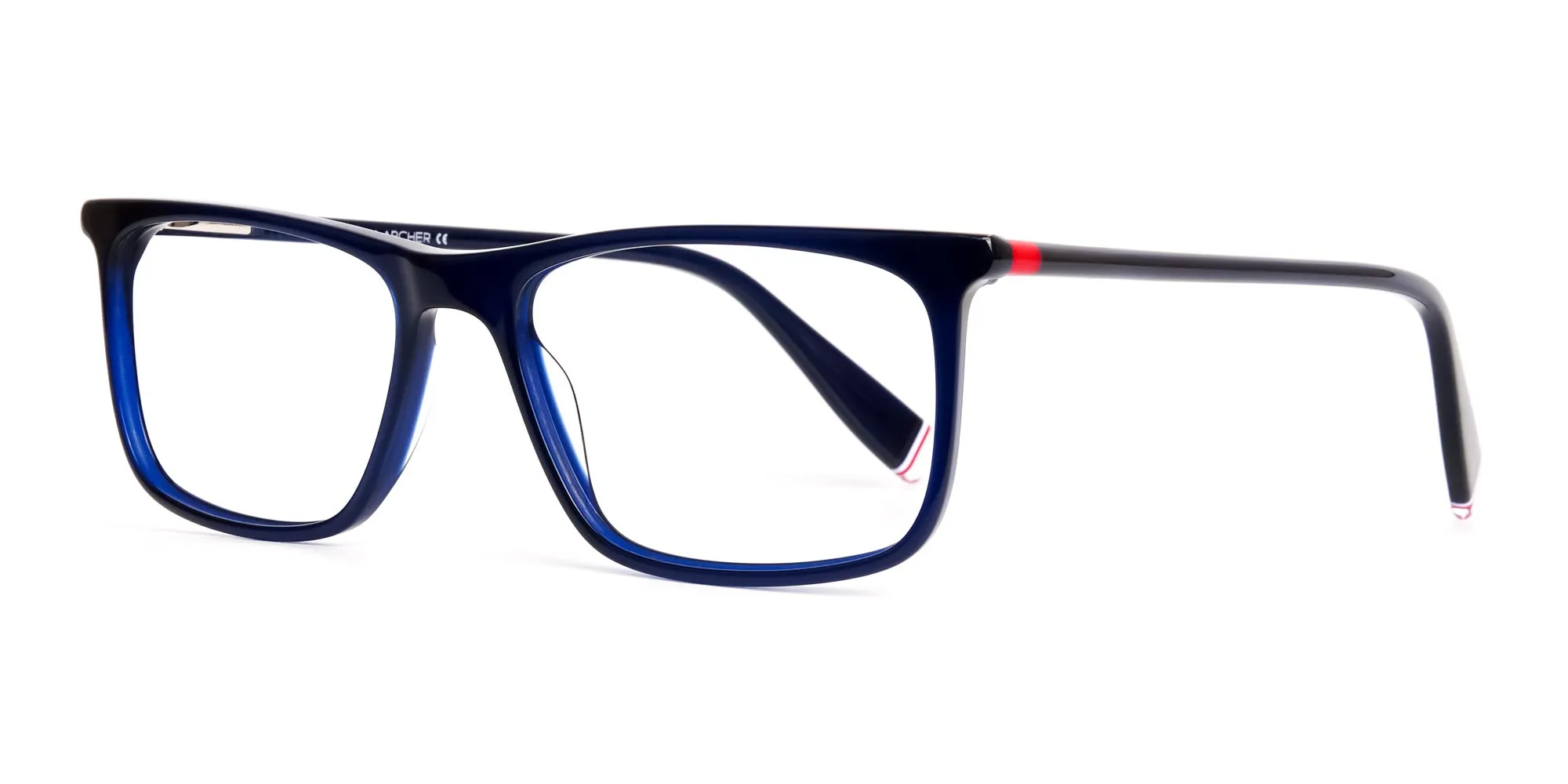 indigo blue glasses rectangular shape frames