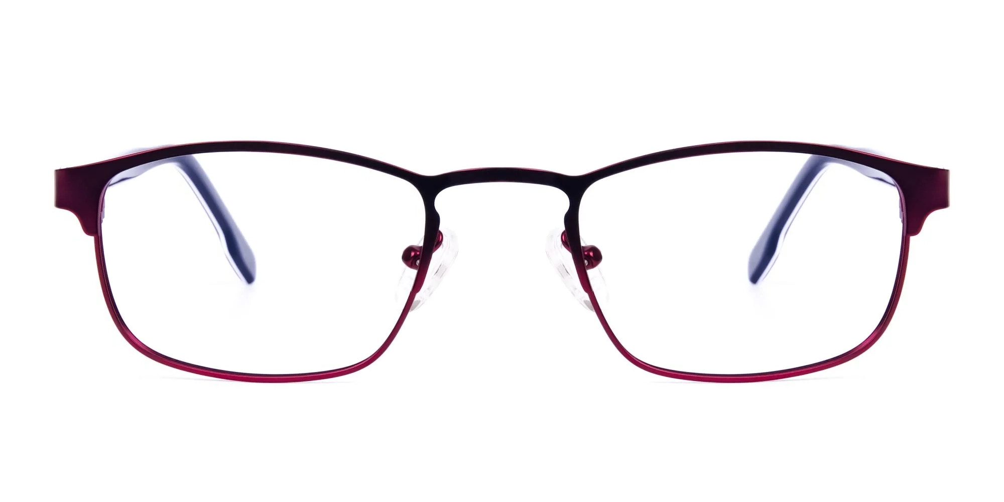 Metallic Red Rectangle Glasses Frames