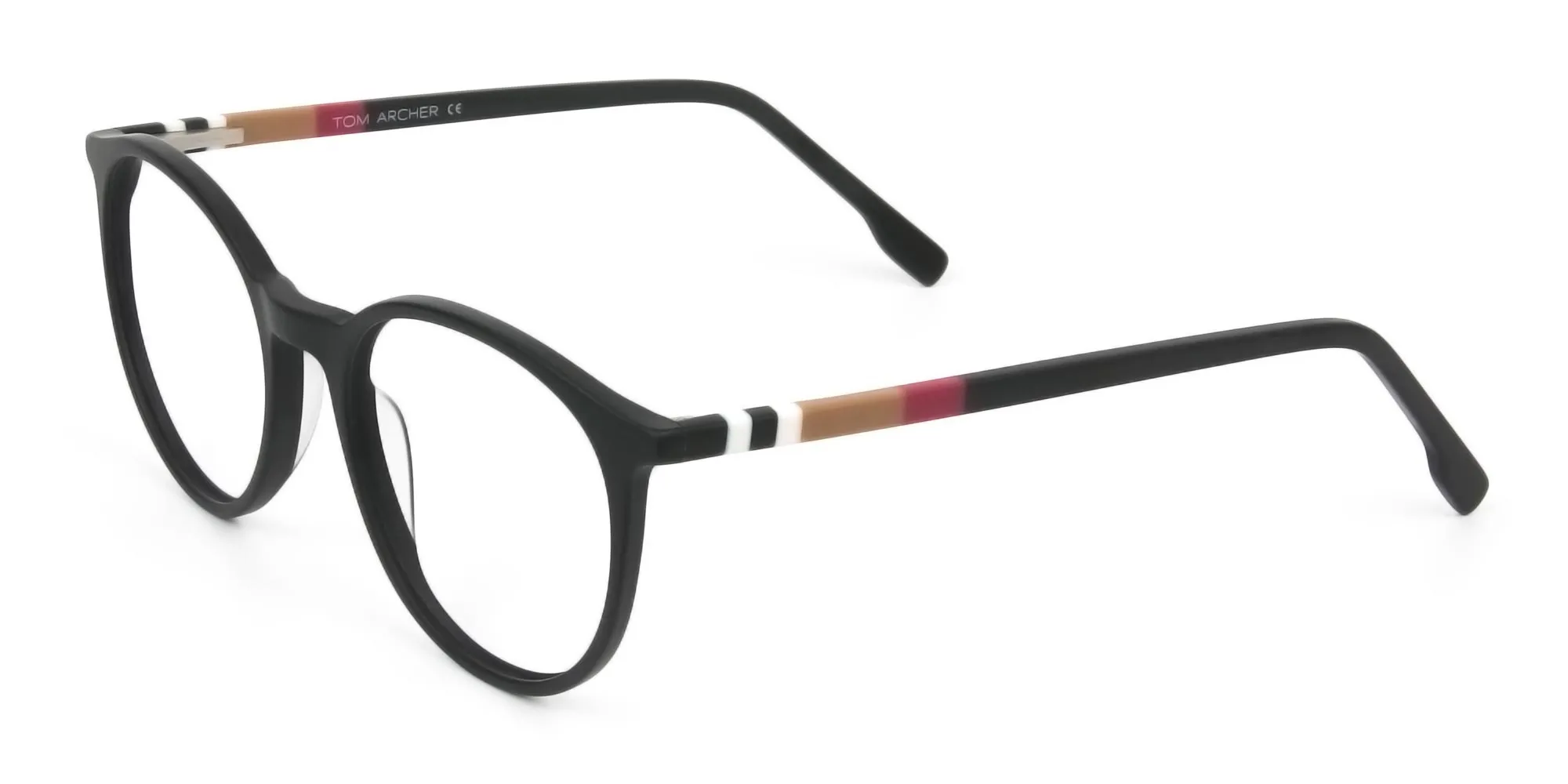 Designer Matte Black Acetate Eyeglasses in Round  