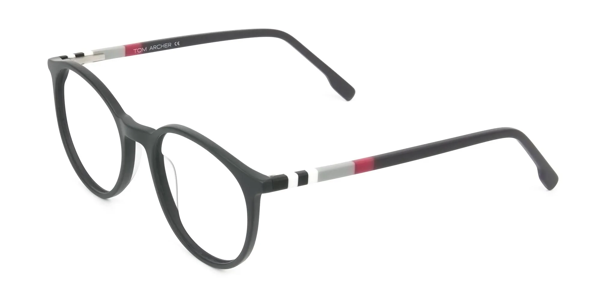Designer Matte Black & Silver Grey Eyeglasses  