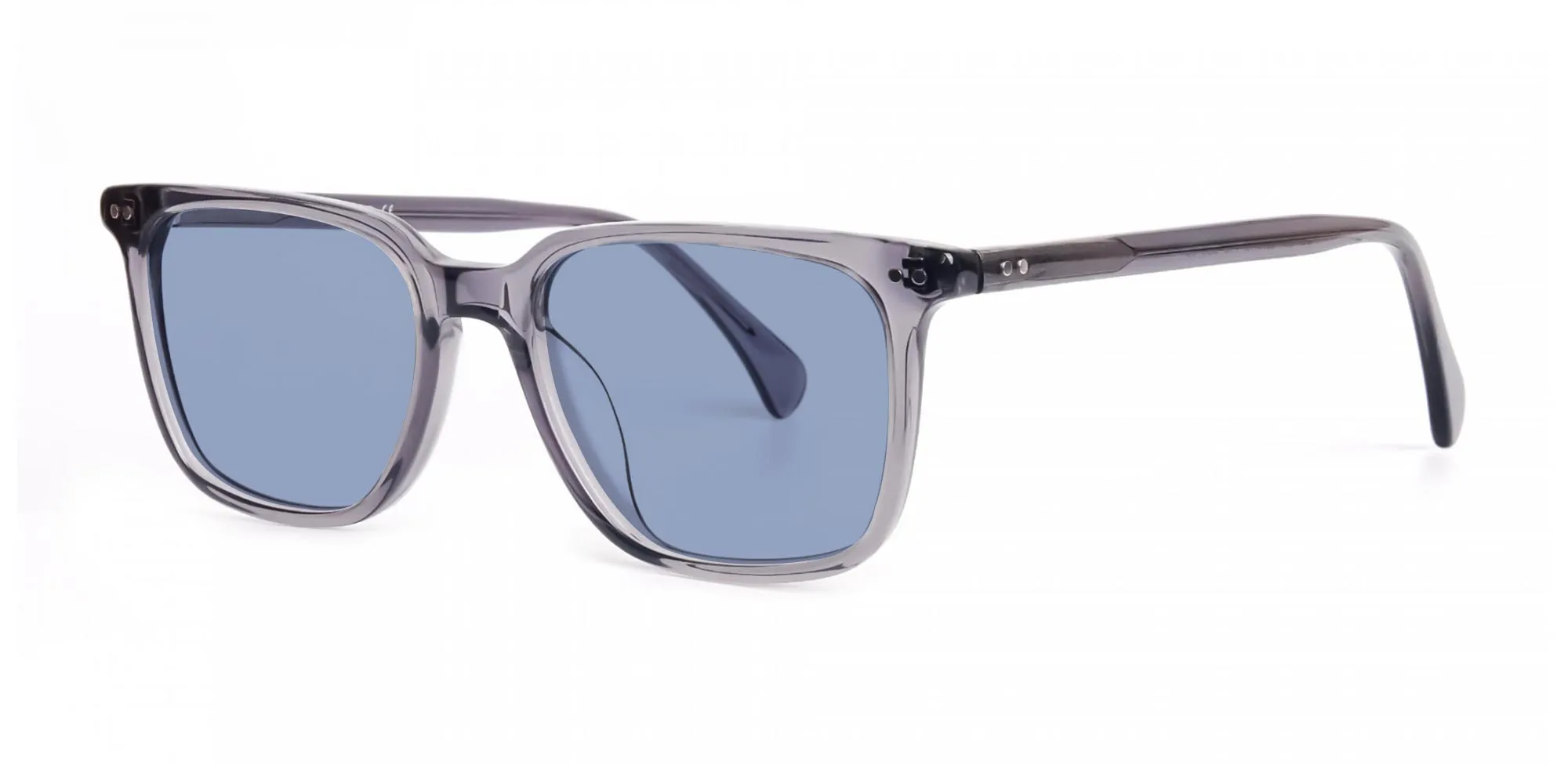 Grey Frame Glasses With Blue Tinted Lenses-2