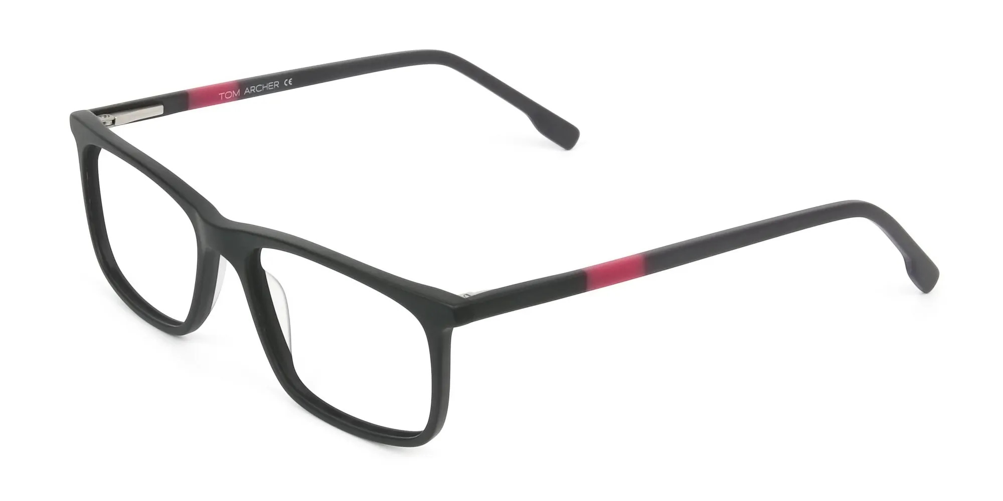 Matte Black & Red Acetate Spectacles - 2