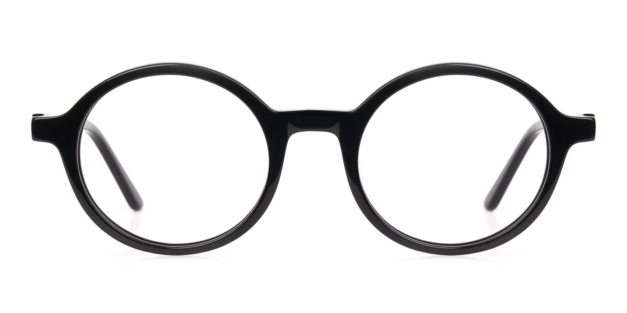 Black Round Acetate Eyeglasses Frame Unisex-2