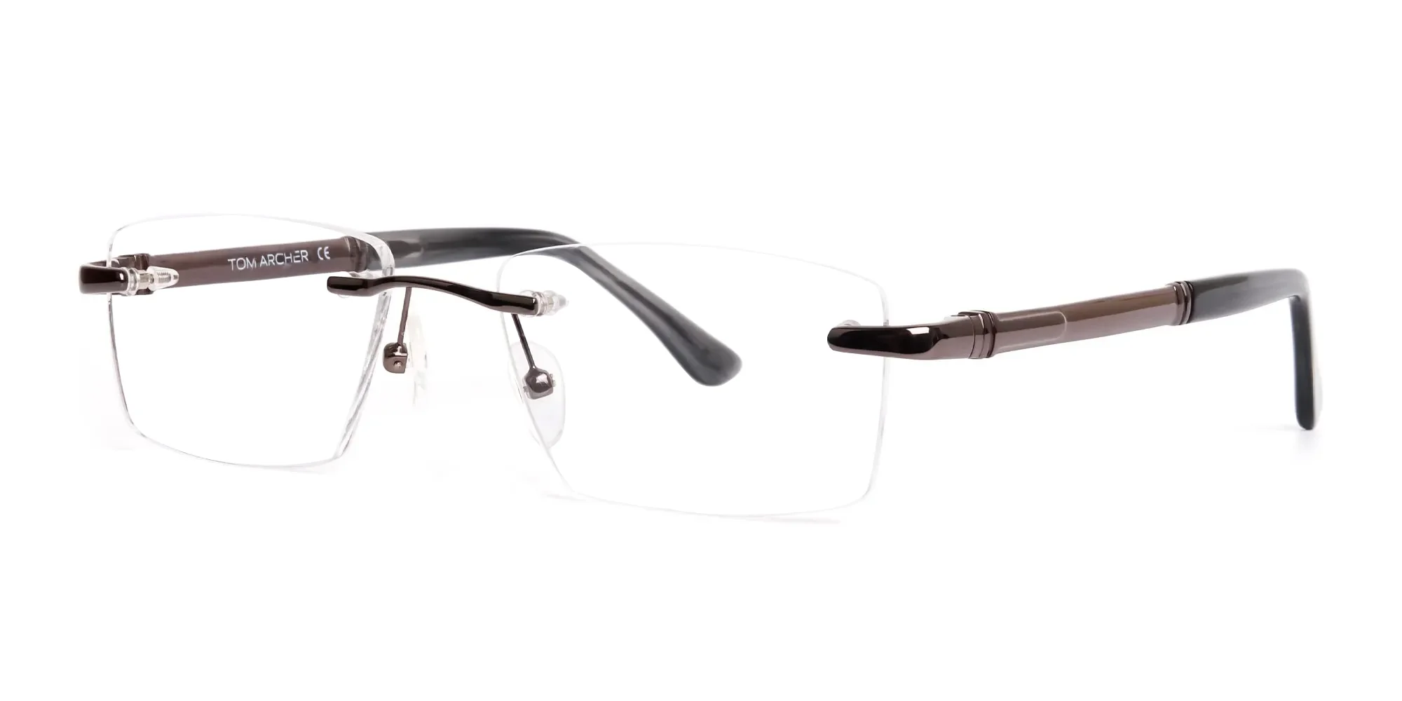 gunmetal rectangular rimless glasses frames-1