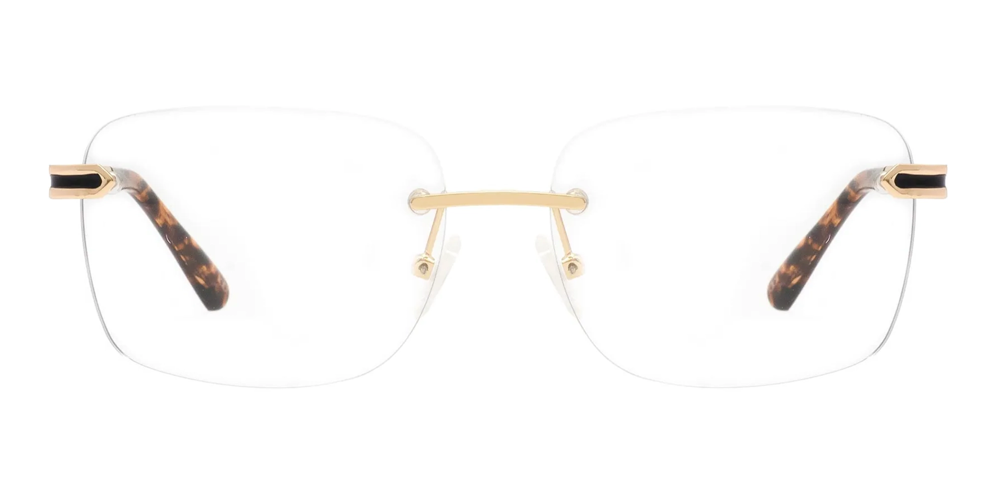 Gold and brown tortoise rimless frames-2