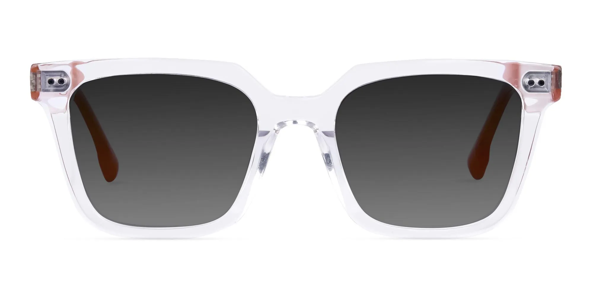 White Crystal Clear Square Sunglasses-2