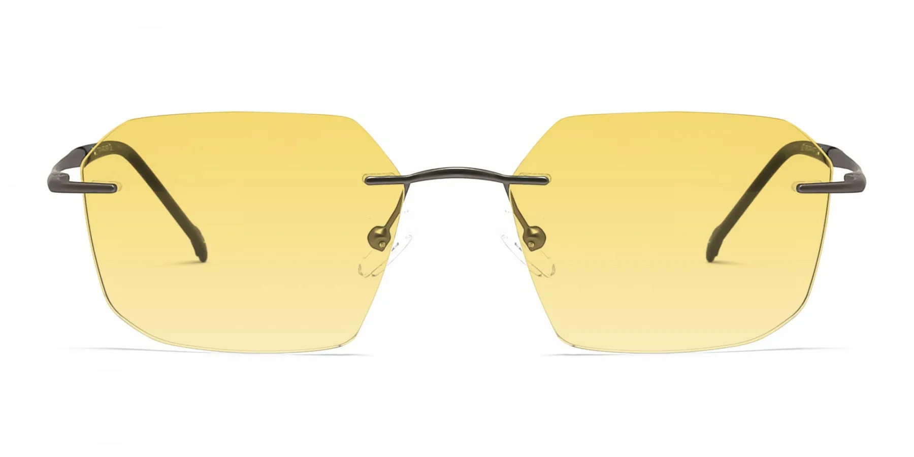 yellow rimless sunglasses