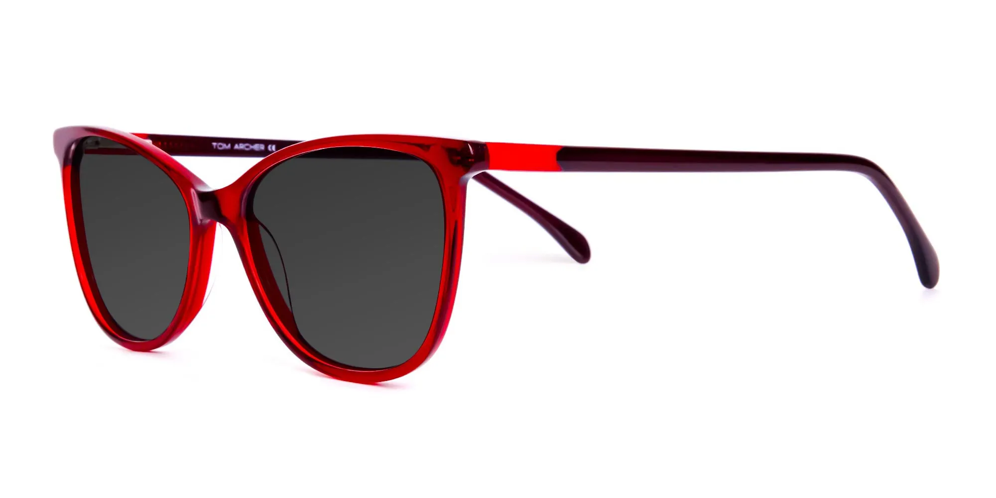 wine red translucent cat eye grey tinted sunglasses frames