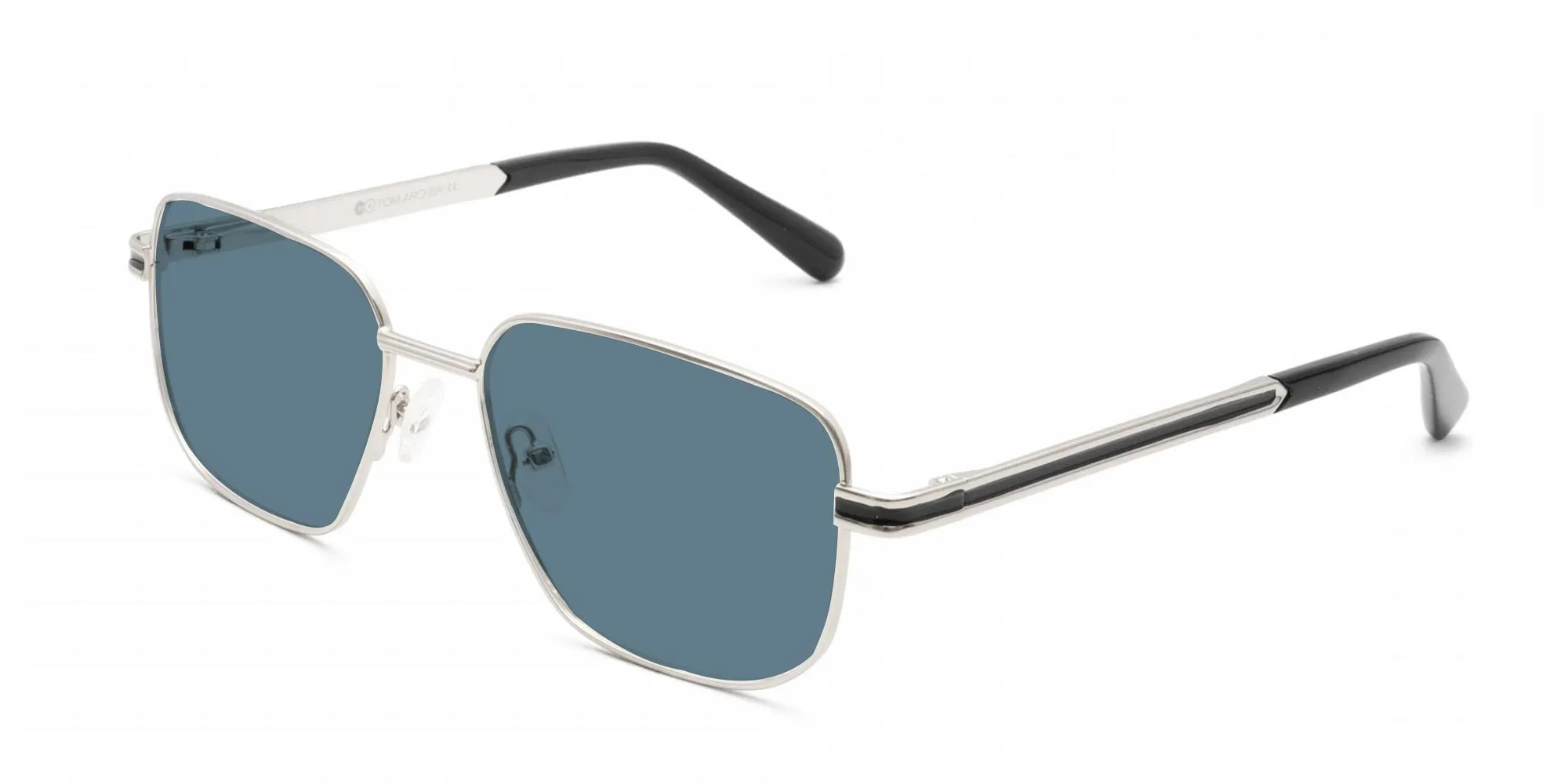 Silver Metal Sunglasses With Blue Tint-2