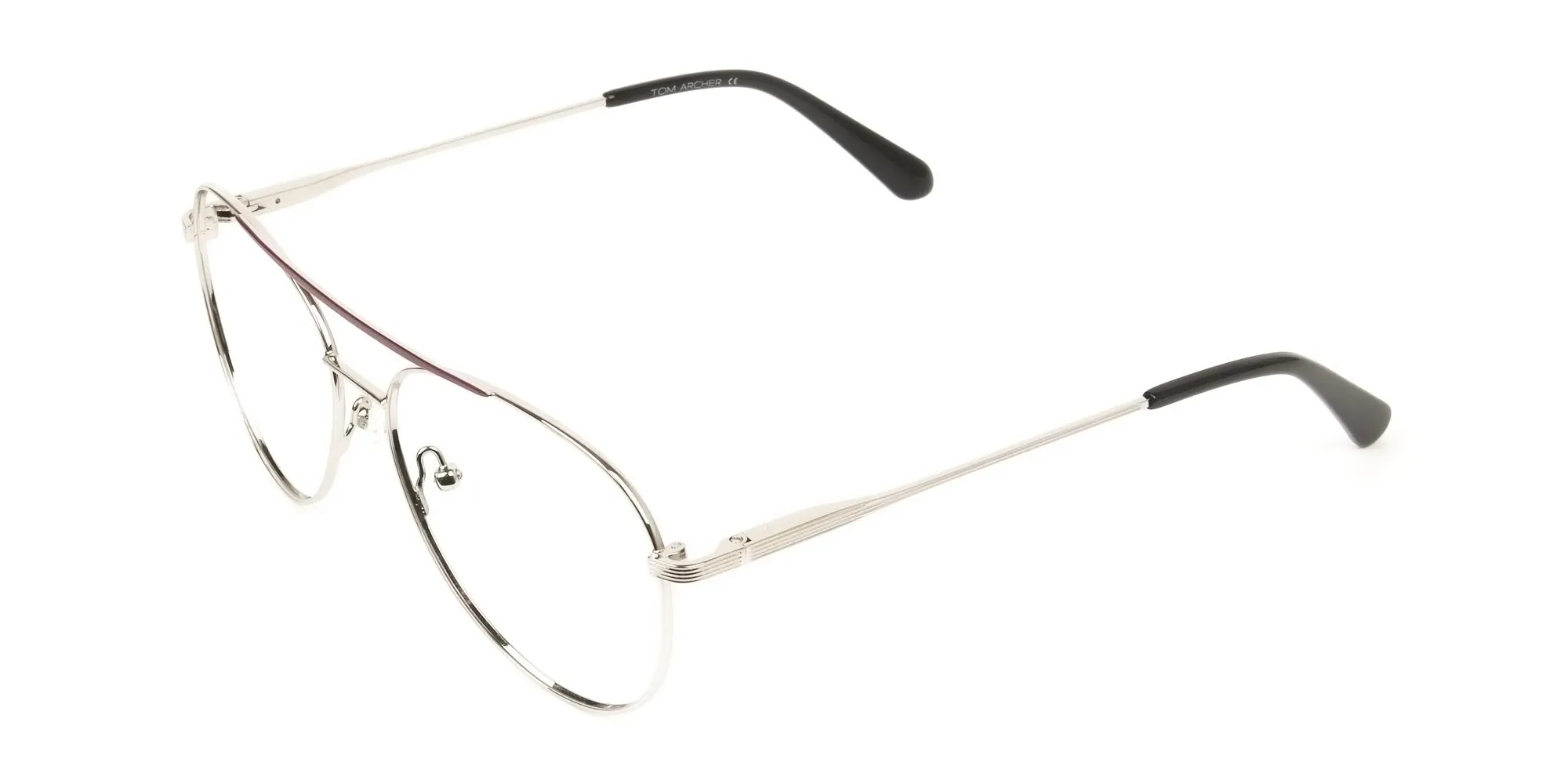 Silver and Brown Flat Bridge Pilot Glasses - 2