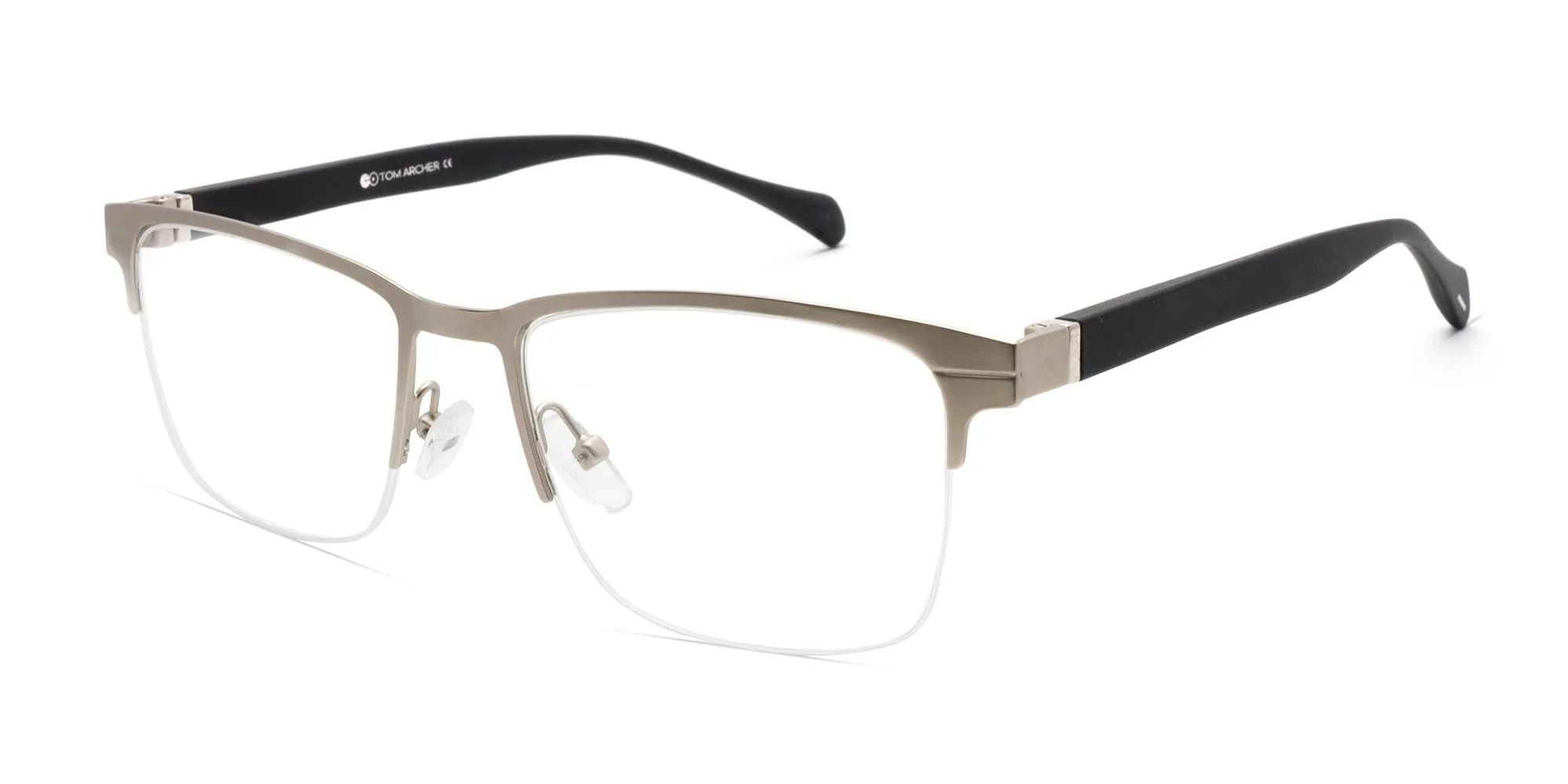 black and silver half rim rectangular glasses-2