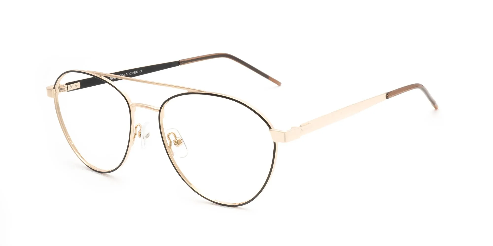 Black and Gold Aviator Eyeglasses