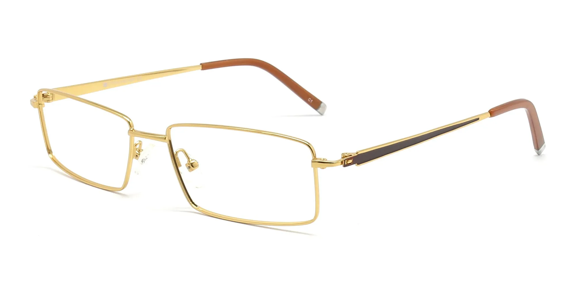 gold classic titanium rectangle eyeglasses-2