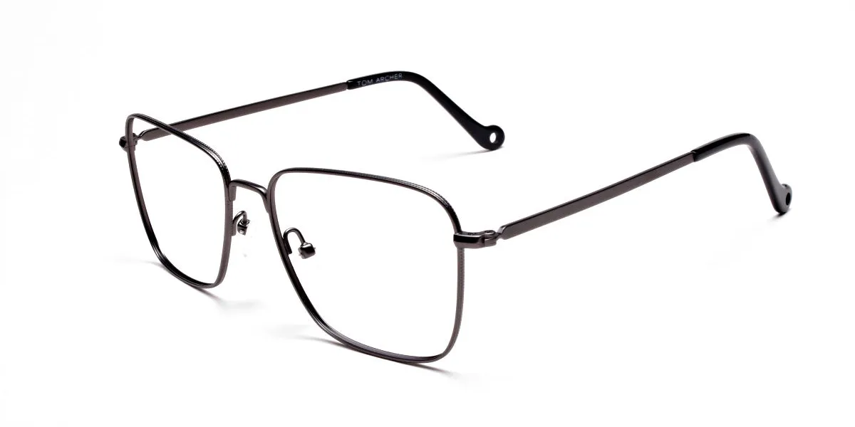 Gunmetal Square Glasses, Eyeglasses -2