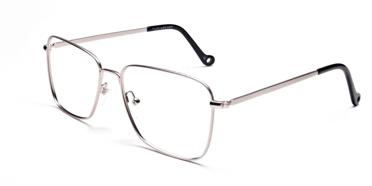 Silver Rectangular Glasses, Eyeglasses -2
