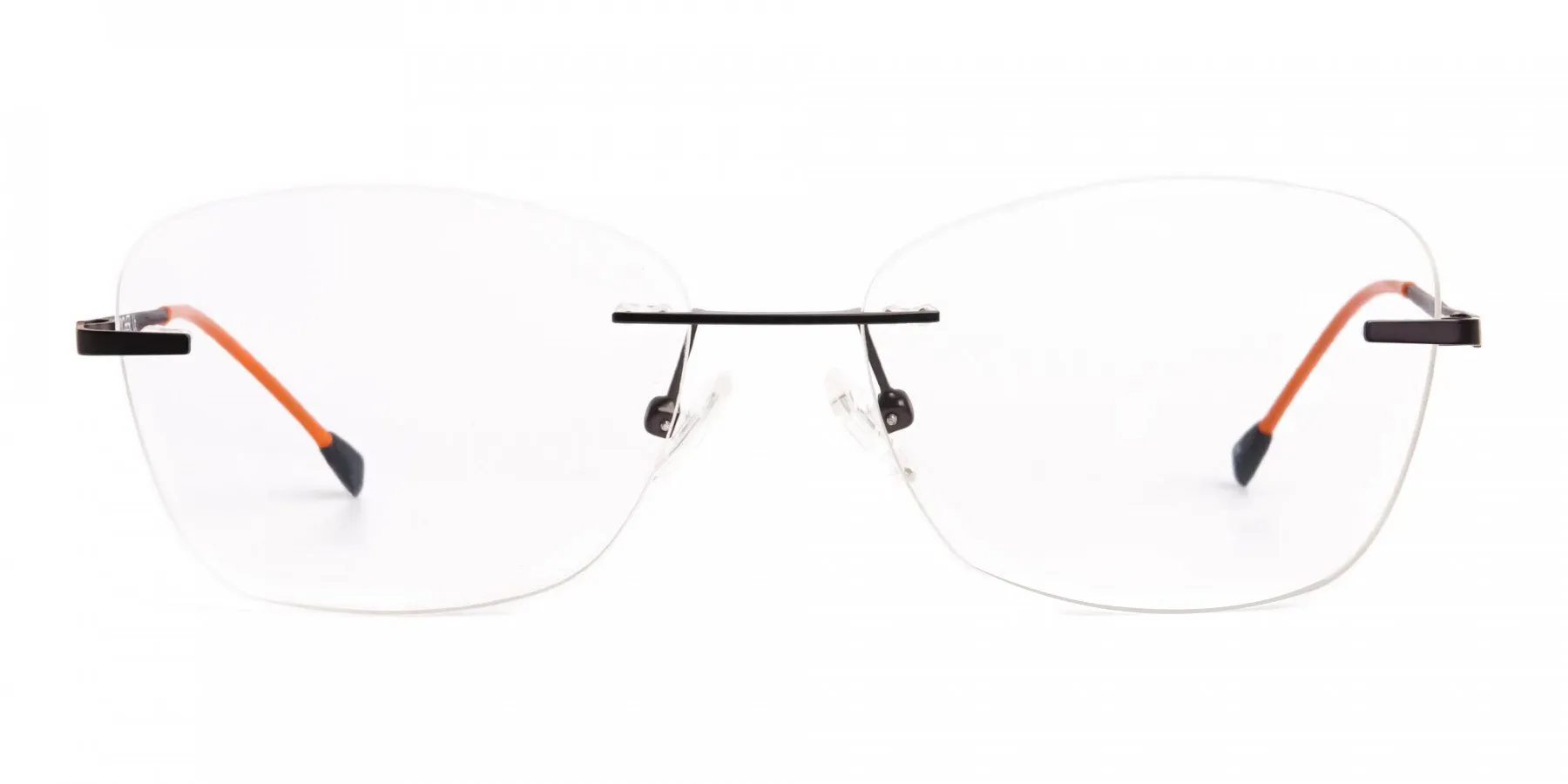 brown cateye rimless square glasses frames-2