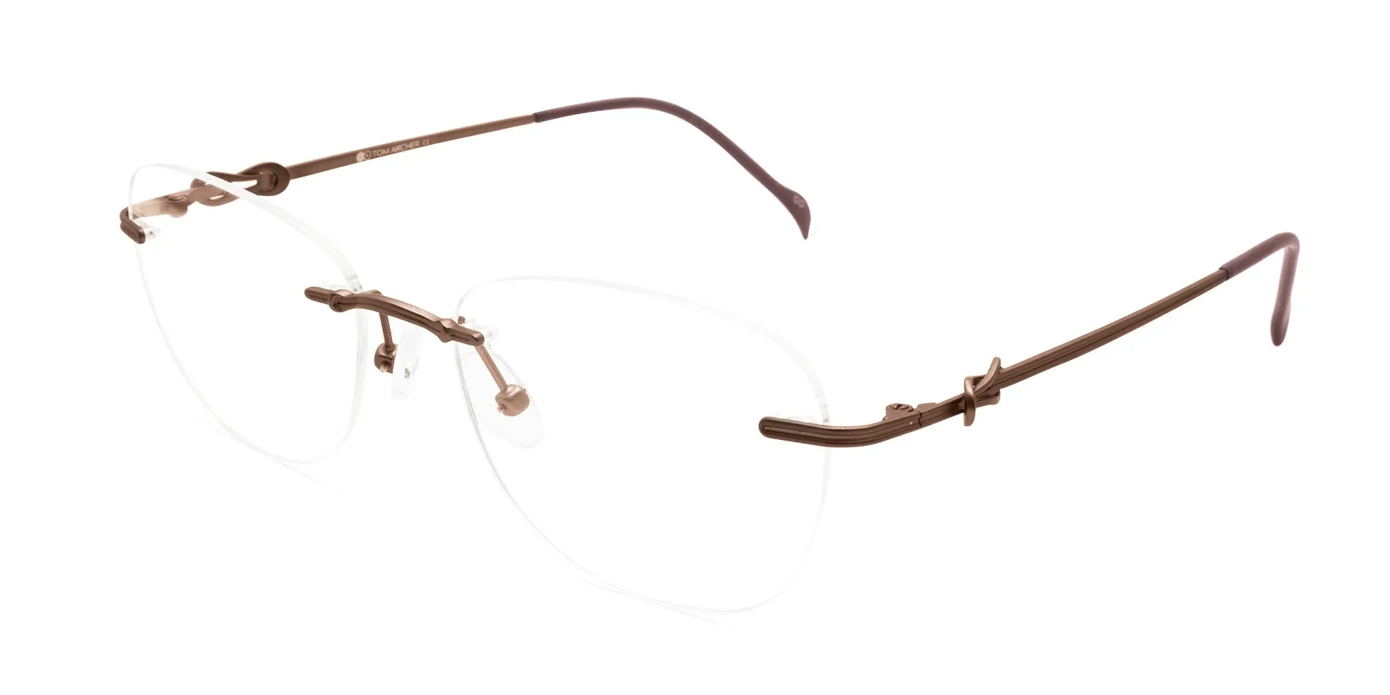 Brown Cat Eye Rimless Glasses-2